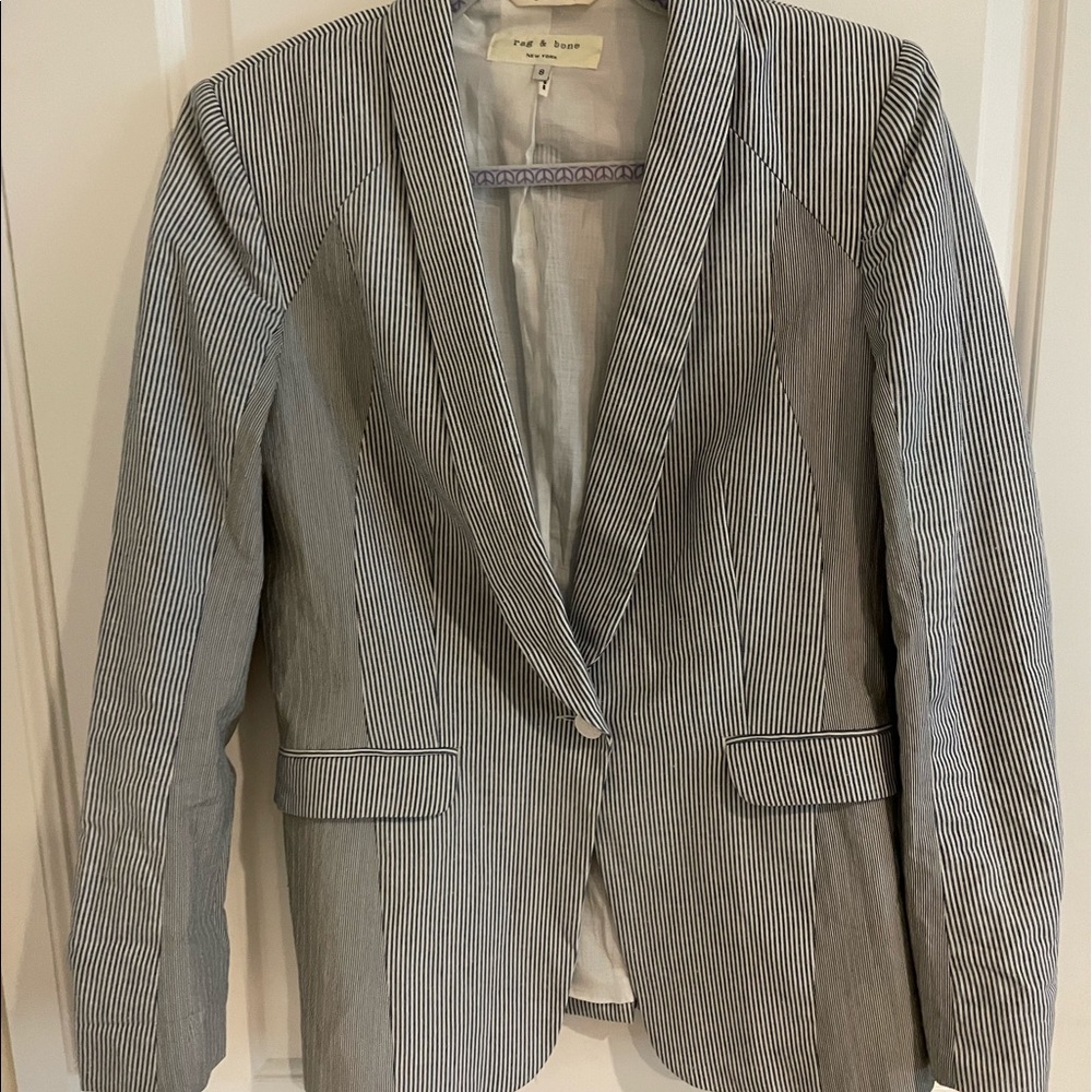 Rag & Bone blazer, Blue/white striped. Perfect for spring and summer!